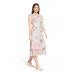 Betty Barclay - 1843 1844 Half lang gebloemd stretch kleed pastel groen roze.